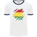Torn Bolivia Flag Bolivian Day Football Mens Ringer T-Shirt White/Navy Blue