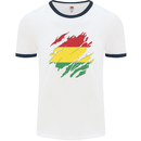 Torn Bolivia Flag Bolivian Day Football Mens Ringer T-Shirt White/Navy Blue