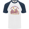 Canada Here We Go Moose and Bear Canadian Mens S/S Baseball T-Shirt White/Navy Blue