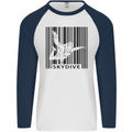 Skydiving Barcode Skydive Skydiver Freefall Mens L/S Baseball T-Shirt White/Navy Blue