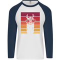 A Llama Wearing Shades Mens L/S Baseball T-Shirt White/Navy Blue