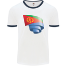 Curled Eritrean Flag Eritrea Flag Day Football Mens Ringer T-Shirt White/Navy Blue