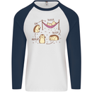 Funny, Hedgehog Eat Sleep Repeat Lover Mens L/S Baseball T-Shirt White/Navy Blue