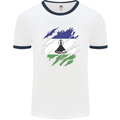 Torn Lesotho Flag Basotho Day Football Mens Ringer T-Shirt White/Navy Blue