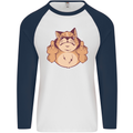 Grumpy Cat Finger Flip Offensive Funny Mens L/S Baseball T-Shirt White/Navy Blue