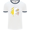 Torn Vatican Flag Day Mens Ringer T-Shirt White/Navy Blue