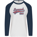 Legend Since 62nd Birthday 1961 Mens L/S Baseball T-Shirt White/Navy Blue