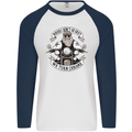 Bikers Don't Go Grey Motorbike Motorcycle Mens L/S Baseball T-Shirt White/Navy Blue