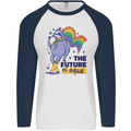 LGBT Sloth The Future Is Equal Gay Pride Mens L/S Baseball T-Shirt White/Navy Blue