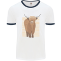 A Chilled Highland Cow Mens Ringer T-Shirt White/Navy Blue