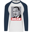 Dream Martin Luther King Black Lives Matter Mens L/S Baseball T-Shirt White/Navy Blue