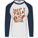 Yep I Talk To Lizards Chameleons Mens L/S Baseball T-Shirt White/Navy Blue