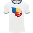 Curled Chad Flag Chadian Day Football Mens Ringer T-Shirt White/Navy Blue