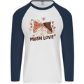 Mush Love Funny Mushroom Mycology Mens L/S Baseball T-Shirt White/Navy Blue