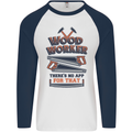 Carpenter Woodworker No App For That Mens L/S Baseball T-Shirt White/Navy Blue