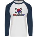 Taekwondo Fighter Mixed Martial Arts MMA Mens L/S Baseball T-Shirt White/Navy Blue