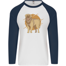 A Leonberger Dog Mens L/S Baseball T-Shirt White/Navy Blue