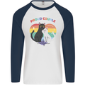 LGBT Proud Couple Funny Gay Cats Mens L/S Baseball T-Shirt White/Navy Blue