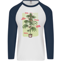 Weed Plant Cannabis Bud Drugs Marijuana Mens L/S Baseball T-Shirt White/Navy Blue