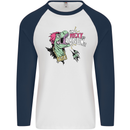Dinosaurs T-Rex I'm Rexy and I Know It Sexy Mens L/S Baseball T-Shirt White/Navy Blue