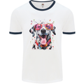 Atistic Dalmation Dog Mens Ringer T-Shirt White/Navy Blue