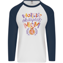 Worlds Okayest Mom Mothers Day Mummy Mens L/S Baseball T-Shirt White/Navy Blue