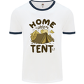 Home is Where My Tent is Funny Camping Mens Ringer T-Shirt White/Navy Blue