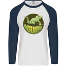 An Iguana Lizard Mens L/S Baseball T-Shirt White/Navy Blue