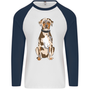Catahoula Shepherd Dog Mens L/S Baseball T-Shirt White/Navy Blue