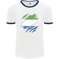 Torn Sierra Leone Flag Leonian Day Football Mens Ringer T-Shirt White/Navy Blue