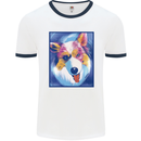 Abstract Australian Shepherd Dog Mens Ringer T-Shirt White/Navy Blue