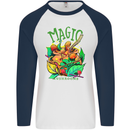 Magic Mushrooms Drugs LSD Acid Trip Mens L/S Baseball T-Shirt White/Navy Blue