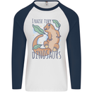 I Raise Tiny Dinosaurs Lizards Chameleon Mens L/S Baseball T-Shirt White/Navy Blue