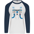 Astronaut Fancy Dress Costume Mens L/S Baseball T-Shirt White/Navy Blue