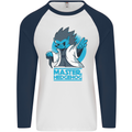 Master Hedgehog Funny Movie Parody Mens L/S Baseball T-Shirt White/Navy Blue