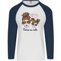 Mummy & Daughter Twice as Cute Mommy Mens L/S Baseball T-Shirt White/Navy Blue
