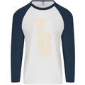 A Tuba Musical Instruments Brass Band Mens L/S Baseball T-Shirt White/Navy Blue