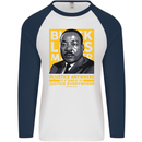 MLK Martin Luther King Black Lives Matter Mens L/S Baseball T-Shirt White/Navy Blue