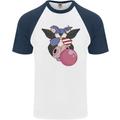 Bubblegum Cow American Shades & Bubble Gum Mens S/S Baseball T-Shirt White/Navy Blue