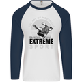 Parkour Free Running the Art of Movement Mens L/S Baseball T-Shirt White/Navy Blue