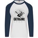Parkour Free Running the Art of Movement Mens L/S Baseball T-Shirt White/Navy Blue