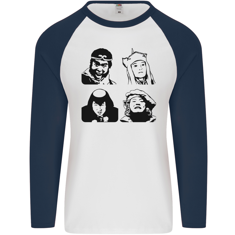 Monkey Magic Japanese Fantasy MMA Mens L/S Baseball T-Shirt White/Navy Blue