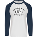 Cycling A Bike for My Wife Cyclist Funny Mens L/S Baseball T-Shirt White/Navy Blue