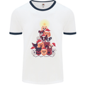 Dog Christmas Tree Xmas Boxer Doberman Mens Ringer T-Shirt White/Navy Blue