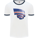 Curled Cape Verde Flag Verdean Day Football Mens Ringer T-Shirt White/Navy Blue