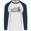 Evolution of a Hunter Funny Hunting Hunt Mens L/S Baseball T-Shirt White/Navy Blue