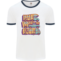 RV Live What You Love Motorhome Caravan Mens Ringer T-Shirt White/Navy Blue