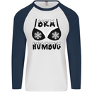 Bra Humbug Snowflake Funny Christmas Mens L/S Baseball T-Shirt White/Navy Blue