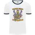 Dancing Easter Day Skeletons Skulls Mens Ringer T-Shirt White/Navy Blue