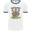 Dancing Easter Day Skeletons Skulls Mens Ringer T-Shirt White/Navy Blue